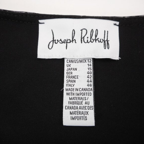 Joseph Ribkoff Size US 12 Black Sheer Sleeve Overlay Dressy Top Evening - Picture 7 of 9